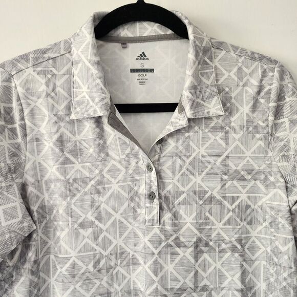 Adidas Golf gray white geometric print athletic 1/4 button pullover womens sz S - Picture 3 of 6